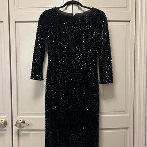 Eliza J Black Sequined Velvet Dress